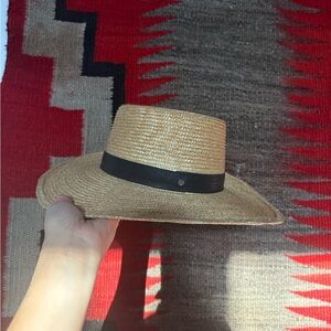Janessa Leon Stylish Tan Straw Hat with Black Band